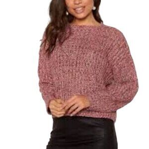 ICHI TONYA Cropped Knit Pink Metallic Jumper Size M